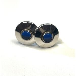 Vintage Blue and Silver Tone Cuff Links